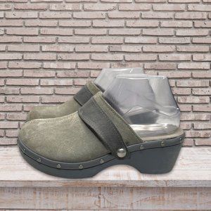 CROCS Olive Green Mules with Clear Strap